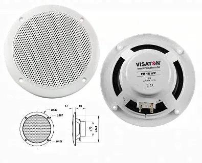 FR16WP/4_WHITE Динамик широкополосный влагозащищенный VISATON 6.5" (16 см), 60Вт RMS/4 Ом/60–15000Гц